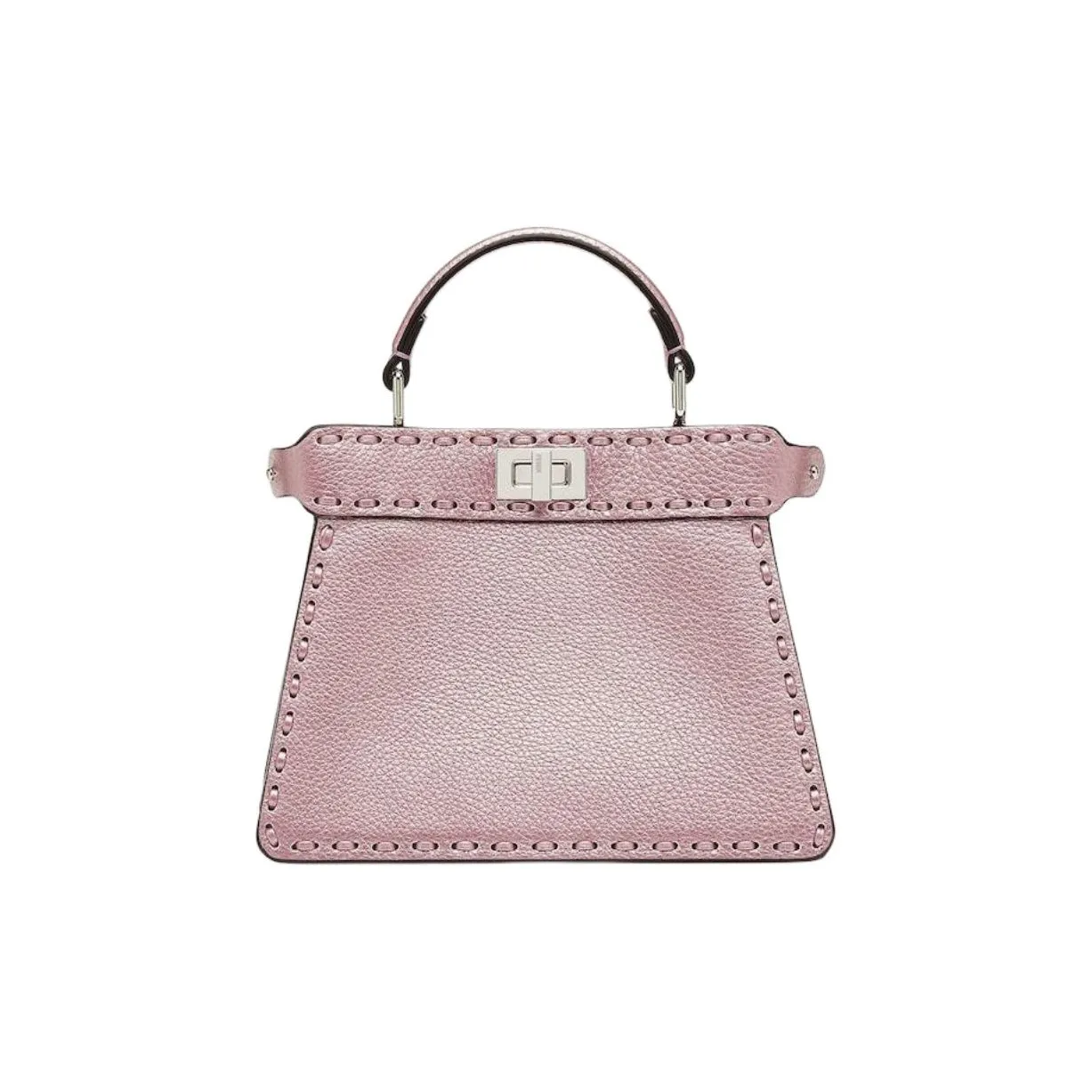 FENDI Peekaboo ISeeU Calfskin Shoulder Bag Crossbody Bag Handbag Small Size Women's Metal Pink