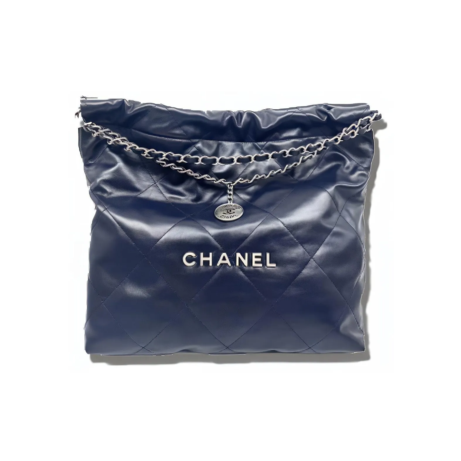 CHANEL 22Bag Cow Leather Tote Bag, Shopping Bag, Portable Crossbody Bag, Shoulder Bag Trumpets Women's Dark Blue