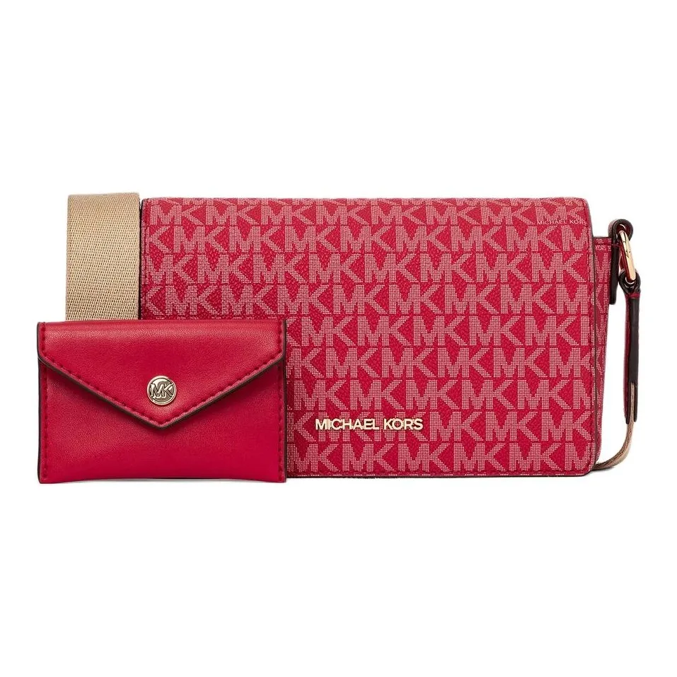 MICHAEL KORS Coated Canvas Combo Bag, Crossbody Bag, Shoulder Bag Trumpets Women's Bright Red
