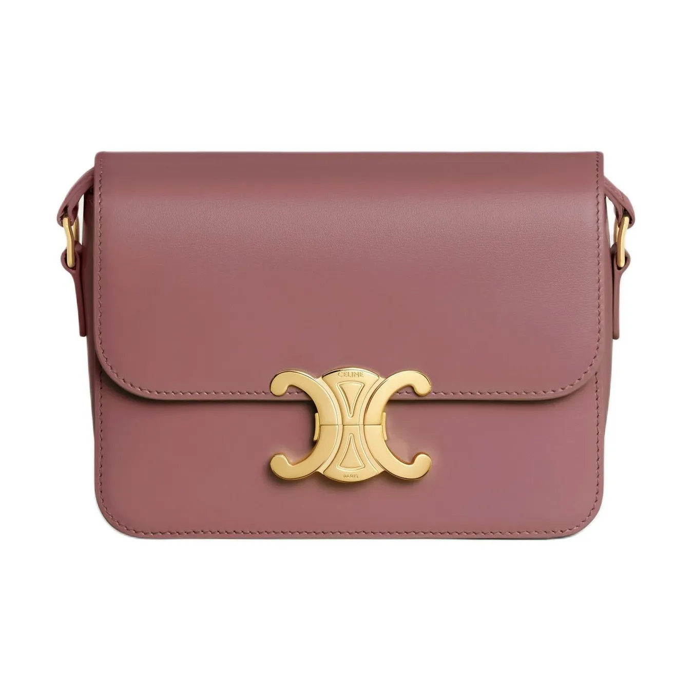 CELINE Triomphe Calfskin Shoulder Bag, Crossbody Bag Women's Dry Rose