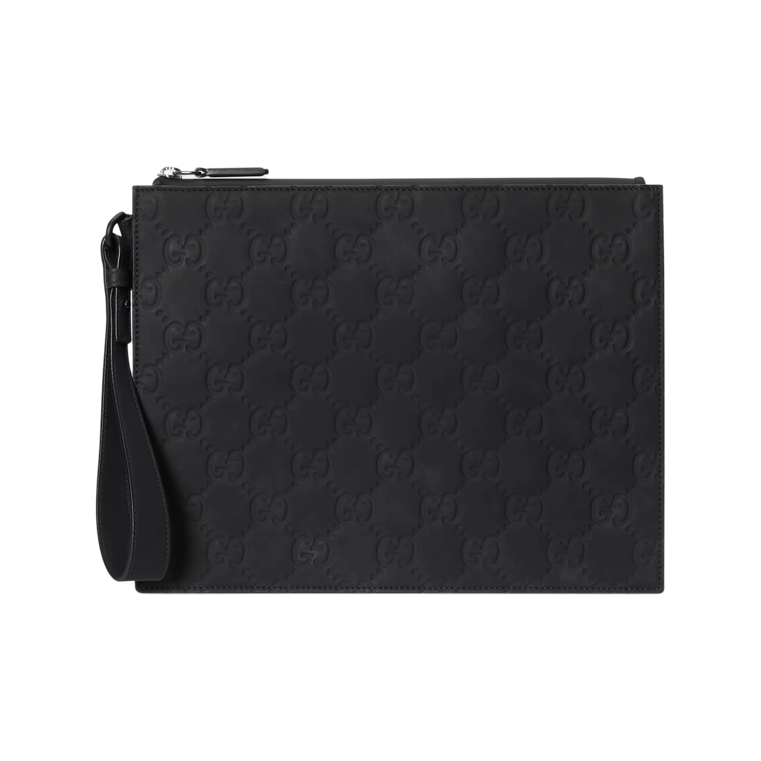 GUCCI Leather Wallet Card Holder Clutch Trumpets Men's Black