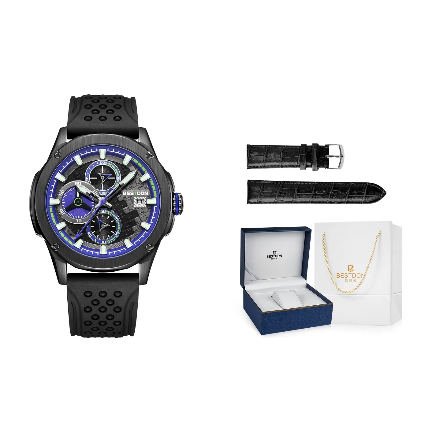 Bestdon Terracotta Army Collection Кварцевый механизм Часы Мужские Черный циферблат