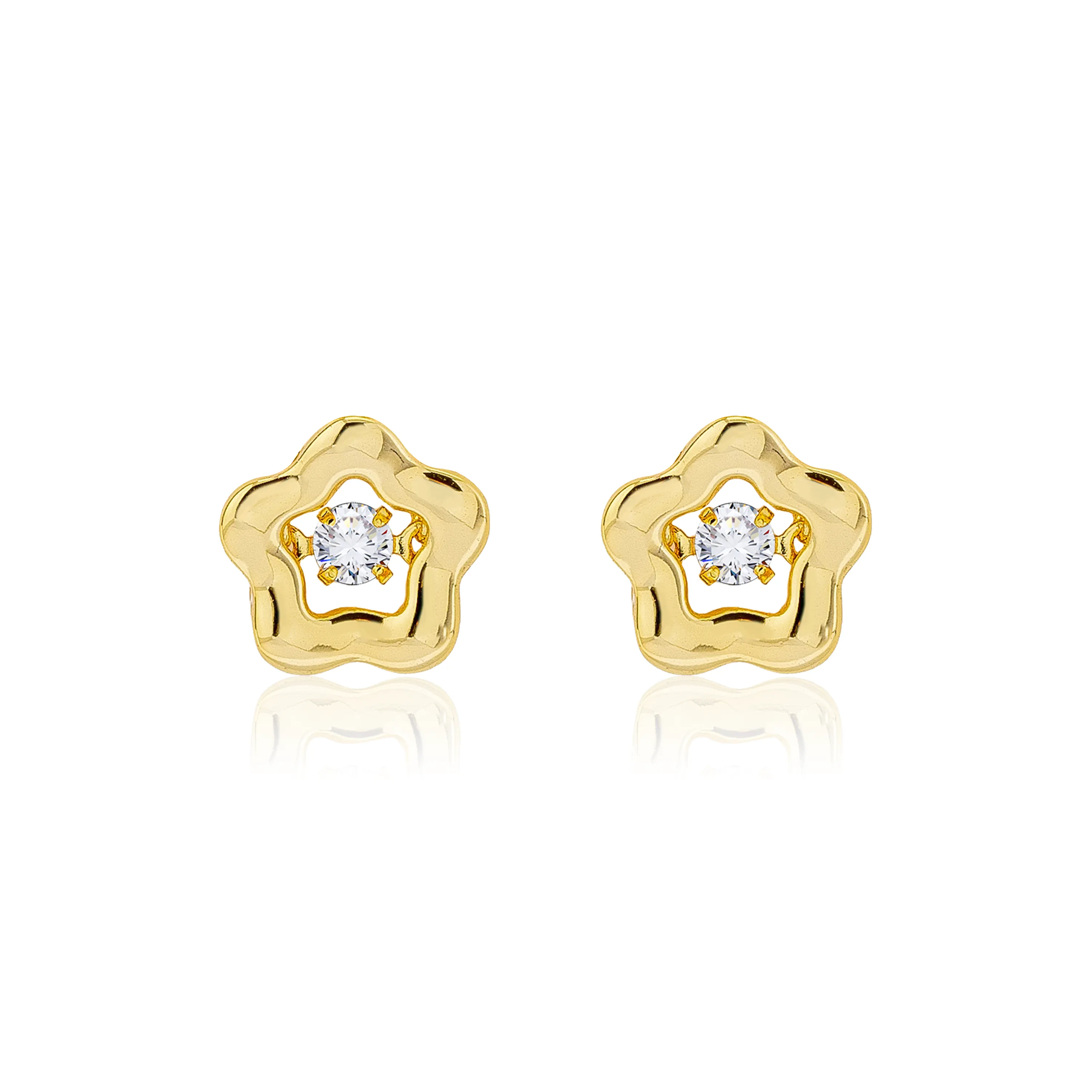 YYOGURT 14K Gold Plated Copper Shiny Zircon Versatile Everyday Stud Earrings Women's