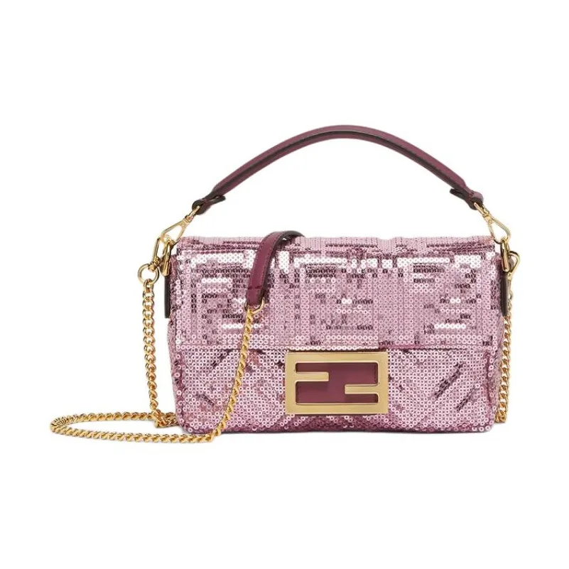 FENDI Baguette Polyester Shoulder Bag, Crossbody Bag, Handbag Mini Women
s Pink