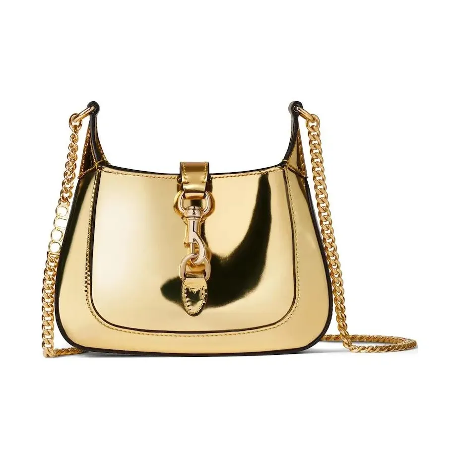 GUCCI Leather Crossbody Bag, Shoulder Bag Women's Gold