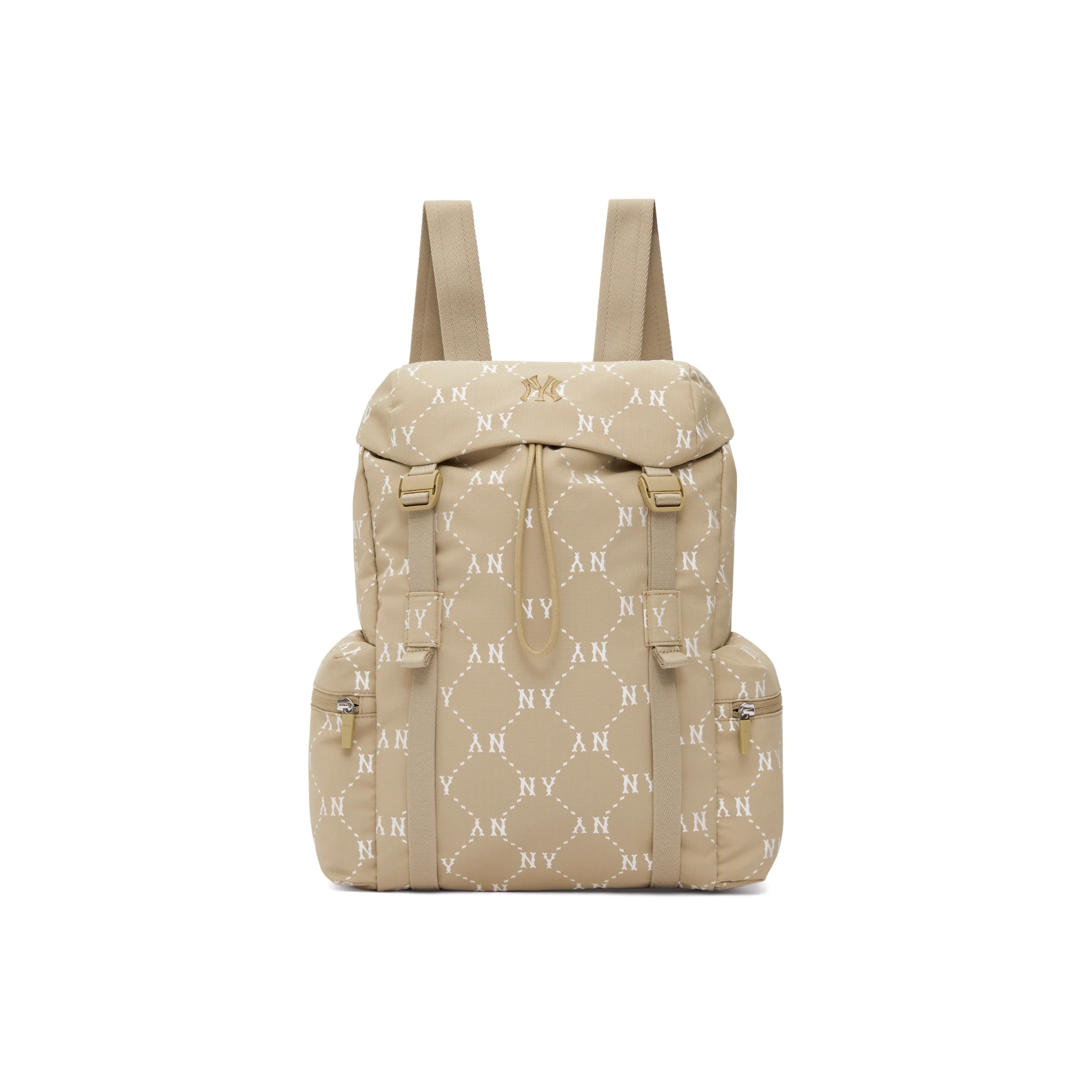 MLB   Double Shoulder Laptop Bag Travel Cycling Bag Backpack For Students Unisex Beige Brown