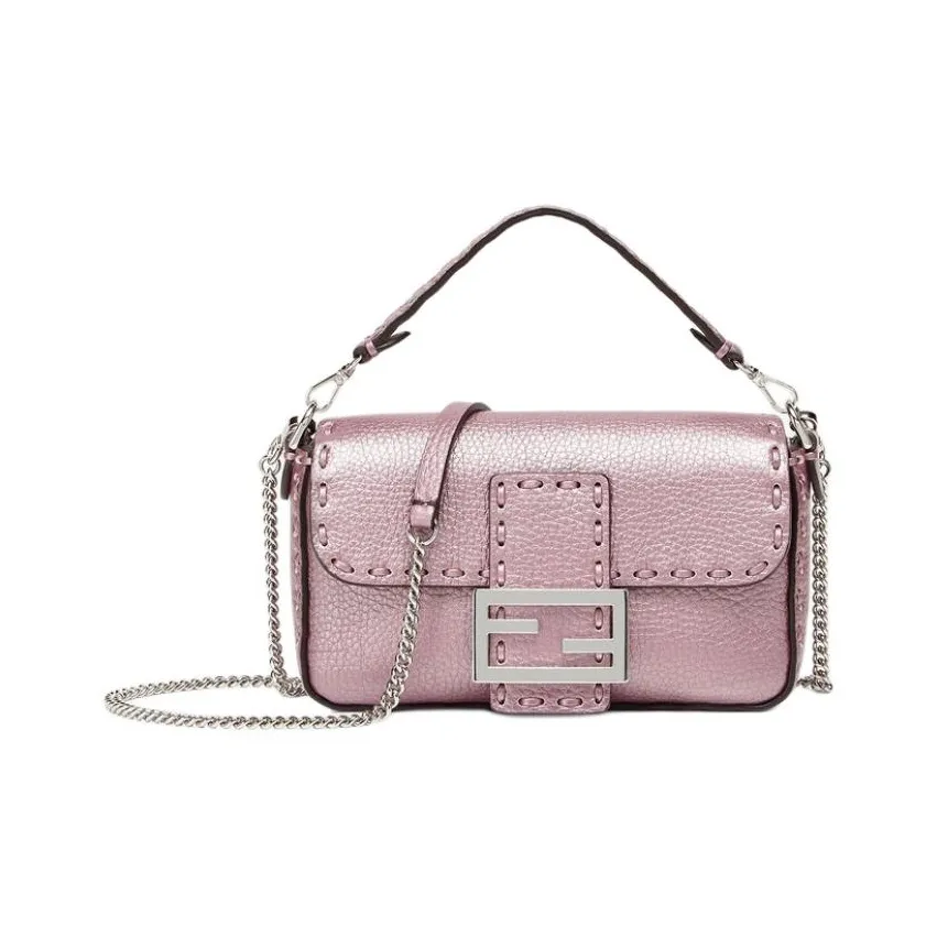 FENDI Calfskin Shoulder Bag, Crossbody Bag, Handbag Mini Women's Pink