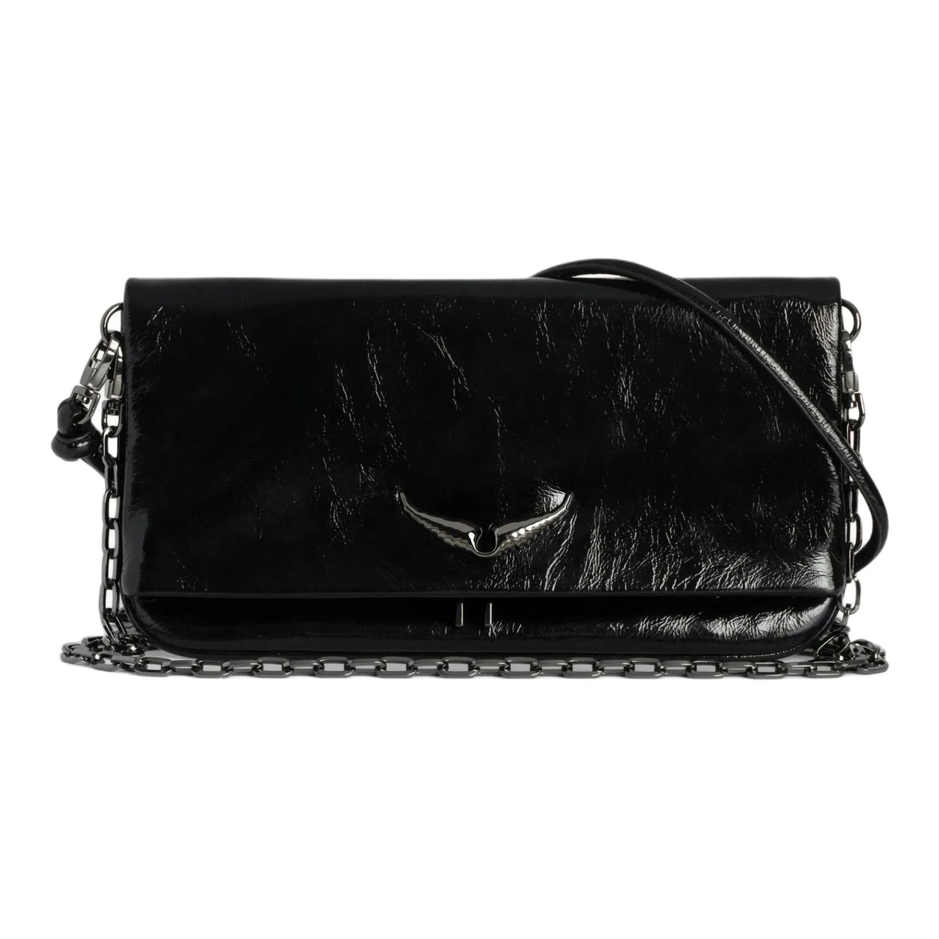 Zadig & Voltaire Patent Leather Crossbody Bag, Shoulder Bag Women's Black