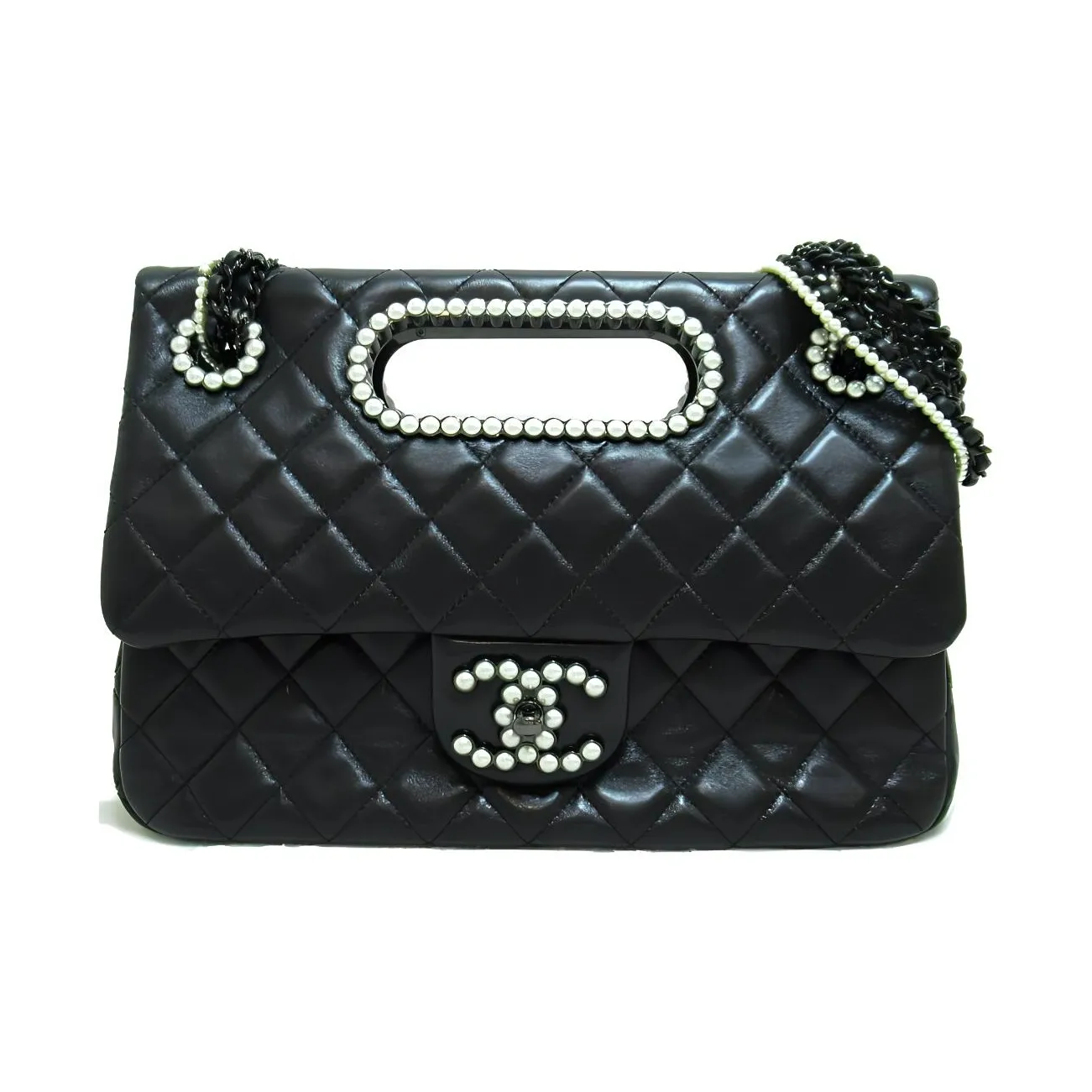 CHANEL Shiny Lambskin Flap Bag, Shoulder Bag, Crossbody Bag, Handbag Women's Black