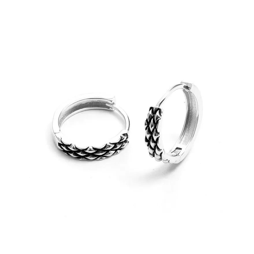 BKBU 925 Sterling Silver Needle Titanium Steel Hoop Earrings Unisex