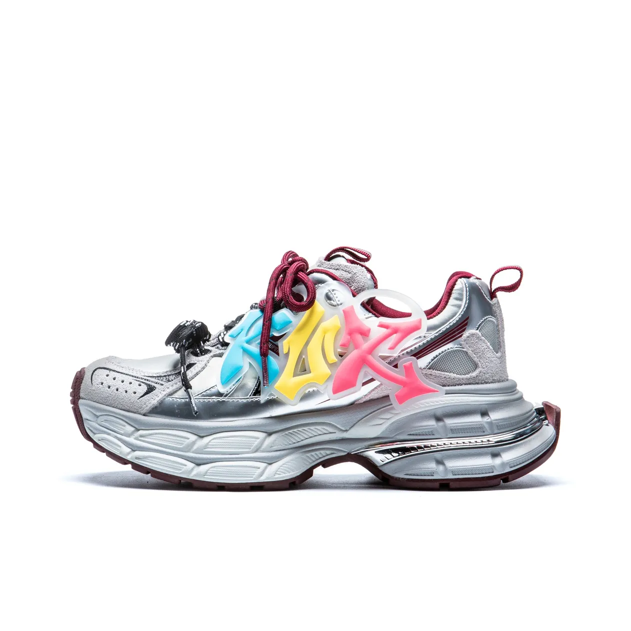 KUX Chunky Sneakers Women's Low Top Angora Rainbow