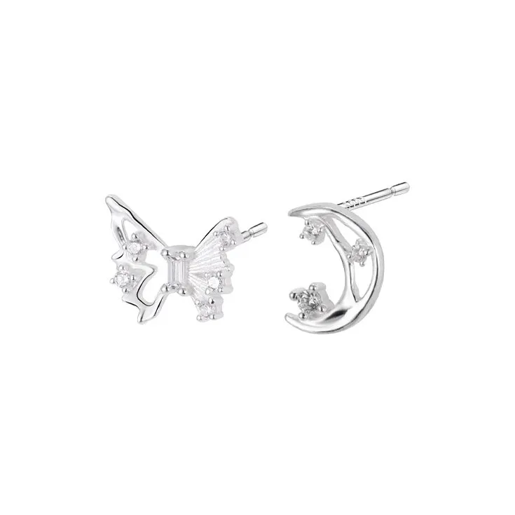 CARAT'S DIARY S999 Fine Silver Stud Earrings Women's