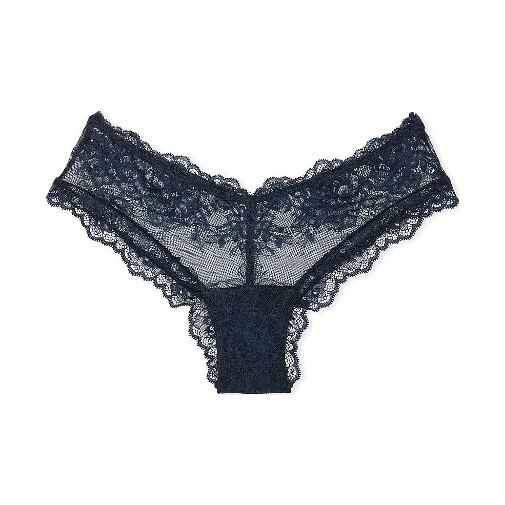 Victoria's Secret Very Sexy Rose Lace High Leg Cheeky Panty / DT Underpants Women's 1 Pack Dark Blue