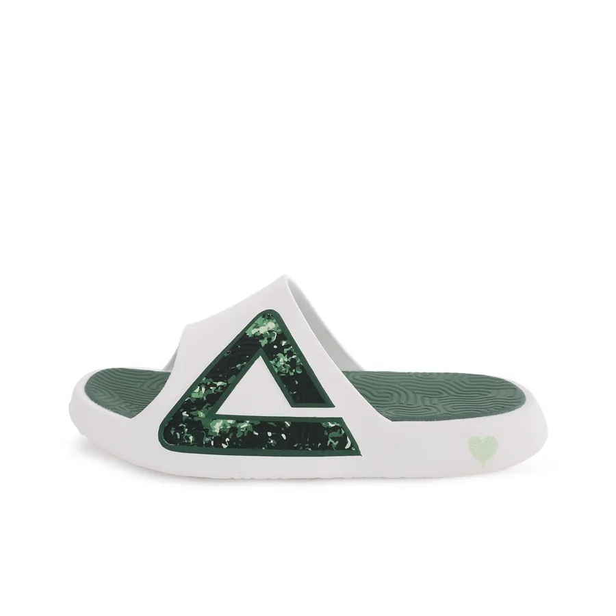 PEAK Tai Ji1.0 Slip Resistant Abrasion Resistant Slide Slippers Unisex White Dark Green