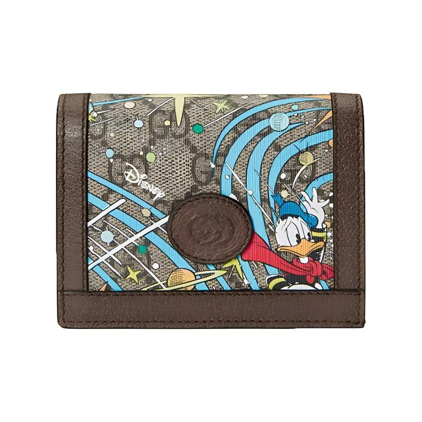 GUCCI Disney Collaboration Canvas With Leather Card Holder Women's Beige/Ebony