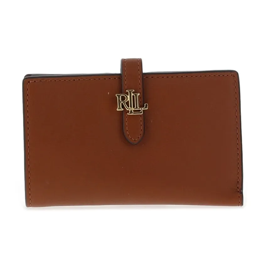 Ralph Lauren Leather Wallet Medium Size Women's Gold Brown