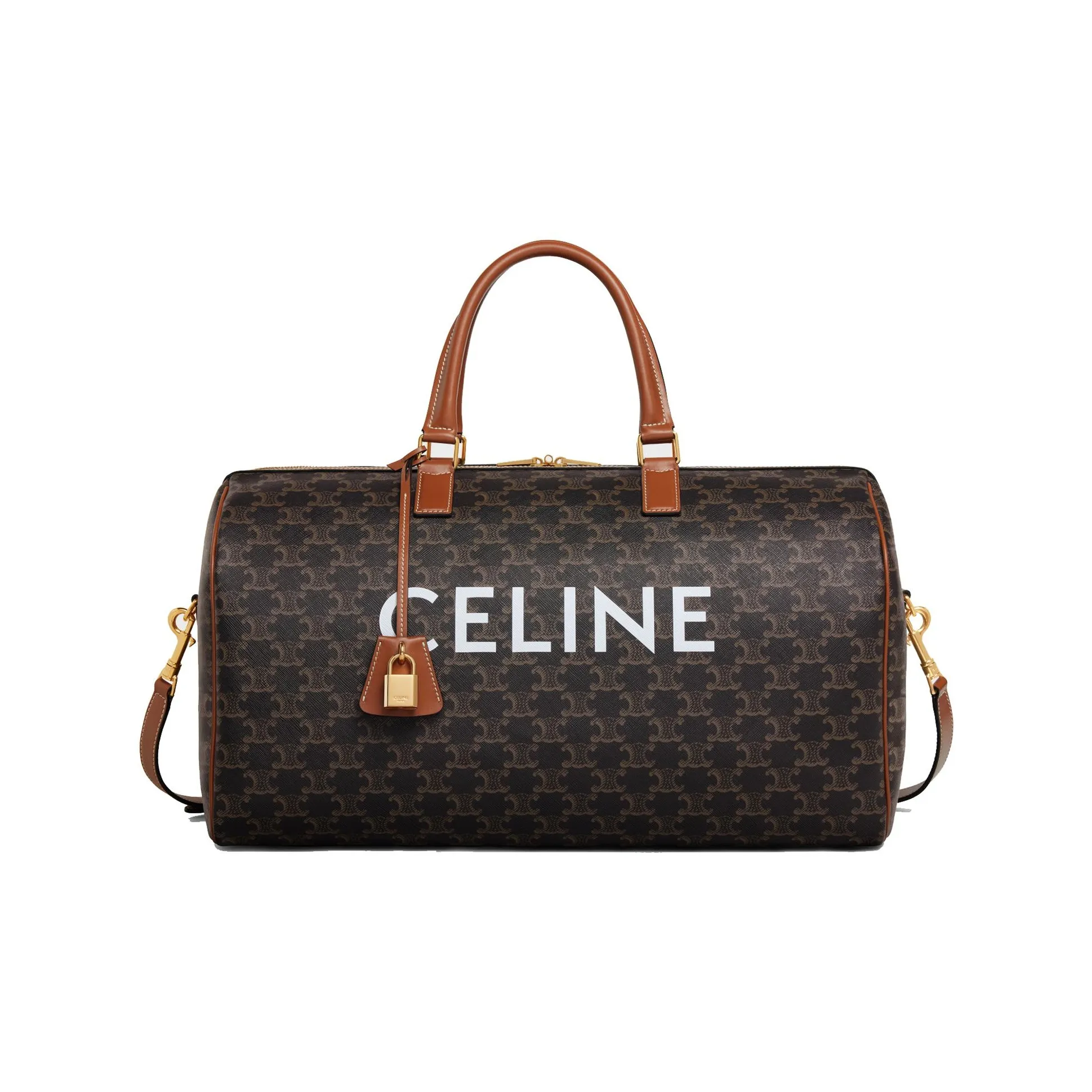 CELINE Fabric With Cow Leather Shoulder Bag, Crossbody Bag, Handbag, Travel Bag Medium Size Women's Tawny