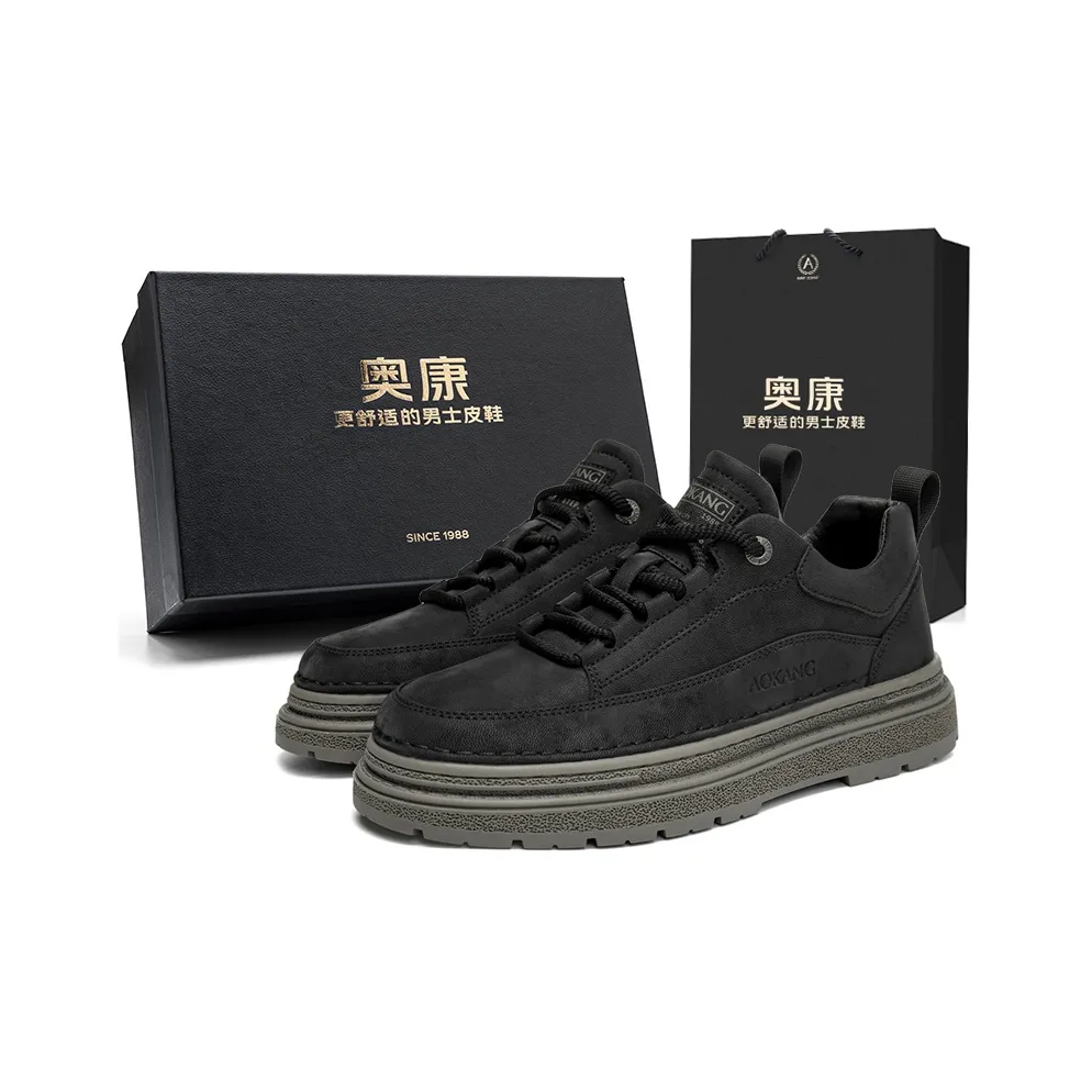 AOKANG Dunk Series Work Boots Men Low Top Black Brown, Brown