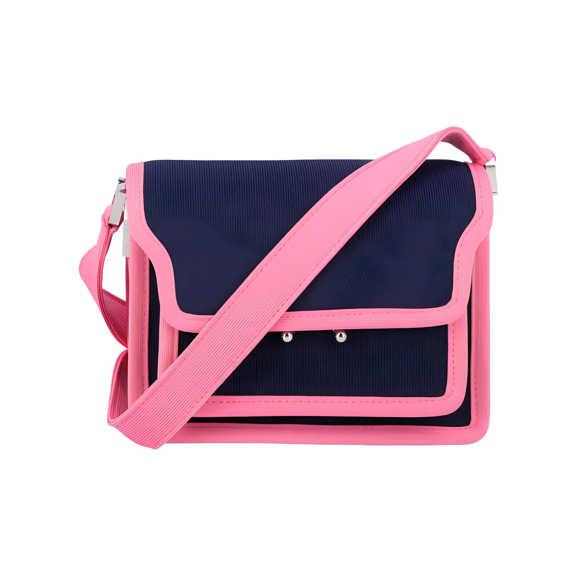 MARNI Leather Trunk Bag, Crossbody Bag, Shoulder Bag Women's Pink & Blue