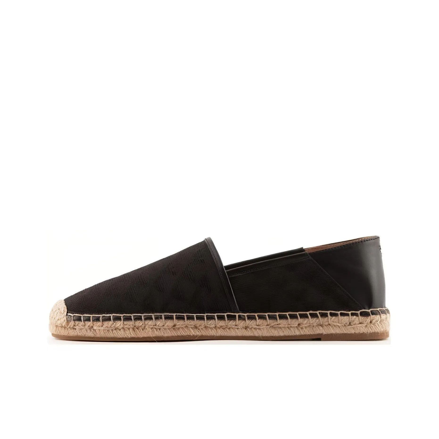 EMPORIO ARMANI Logo-embroidered Leather-trim Espadrilles
