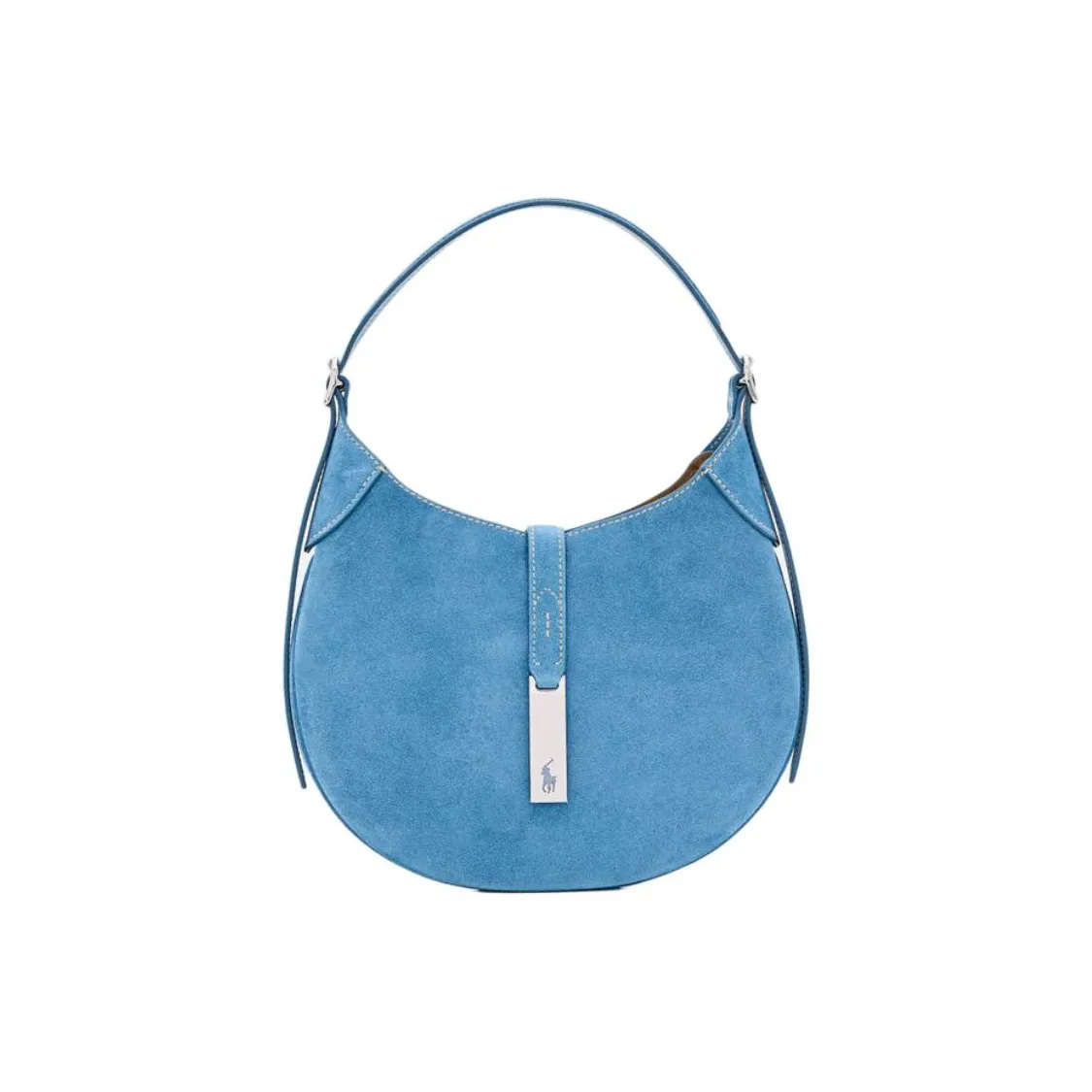 Polo Ralph Lauren Cow Leather Handbag, Shoulder Bag Trumpets Women's Sky Blue