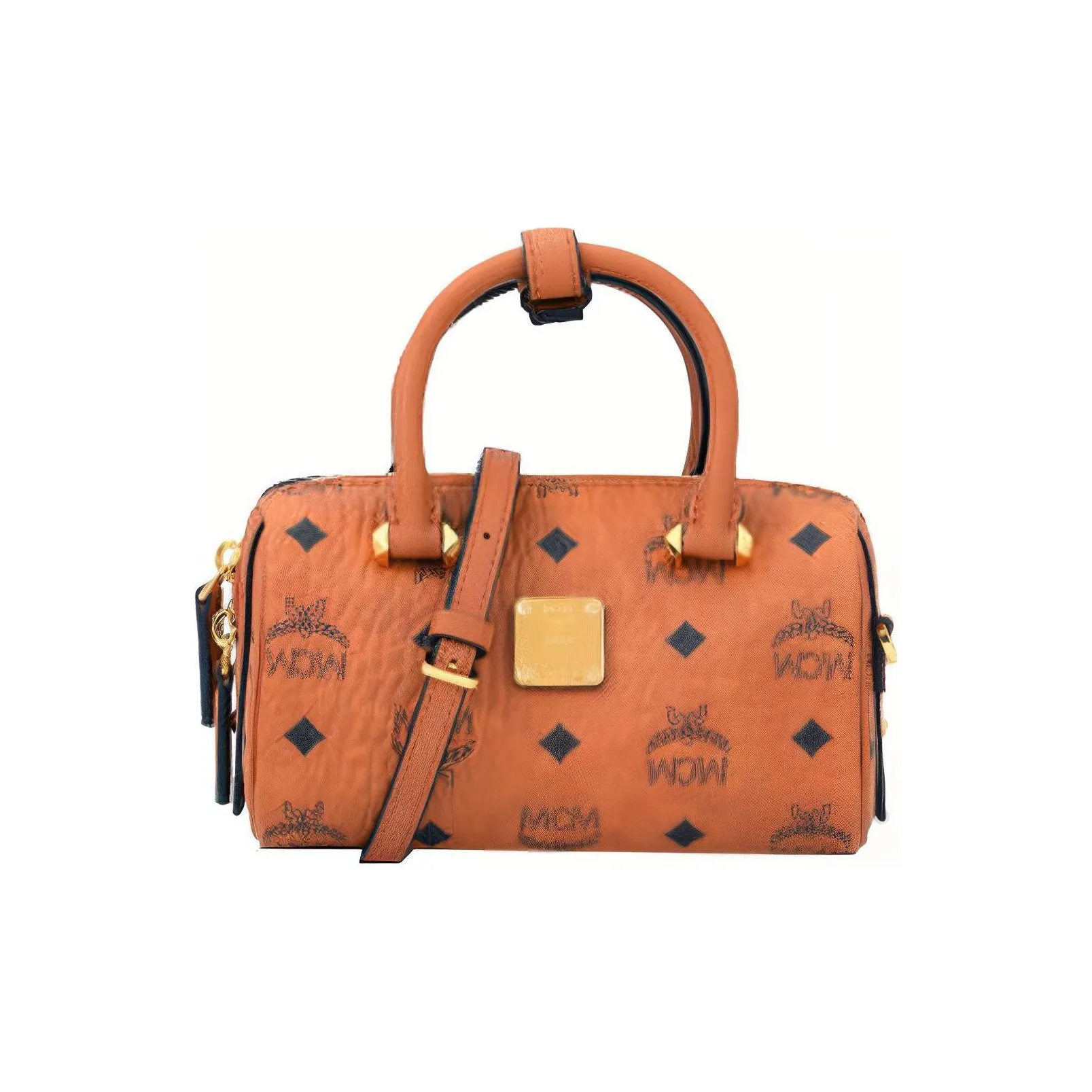 MCM Essential Visetos Origina Leather Boston Bag, Shoulder Bag, Crossbody Bag, Handbag Mini Women's