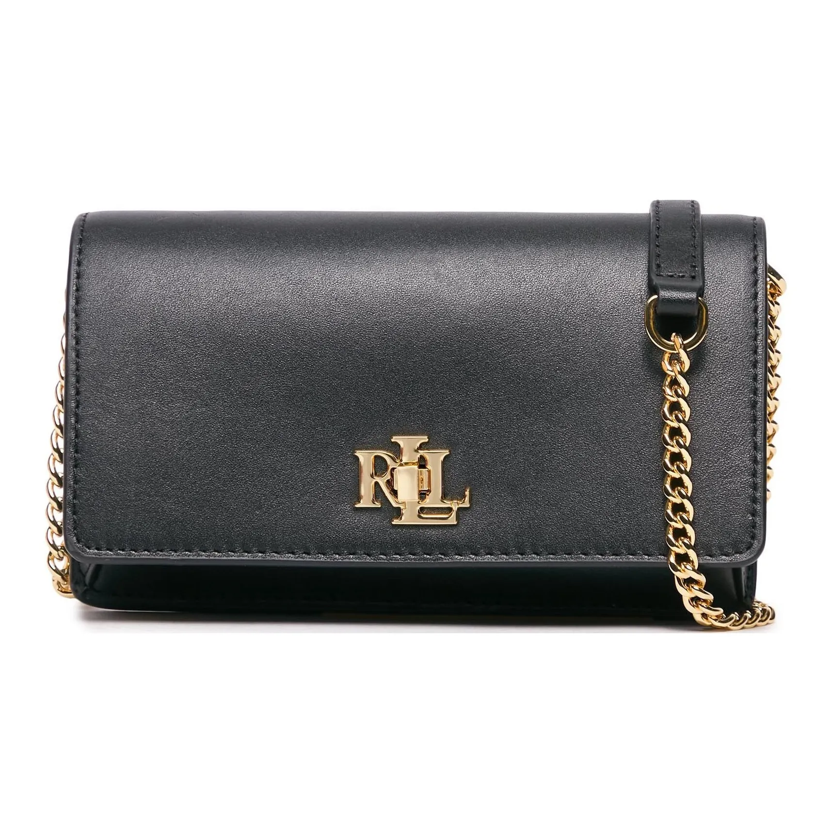 Polo Ralph Lauren Grain Leather Crossbody Bag, Shoulder Bag Women's Black