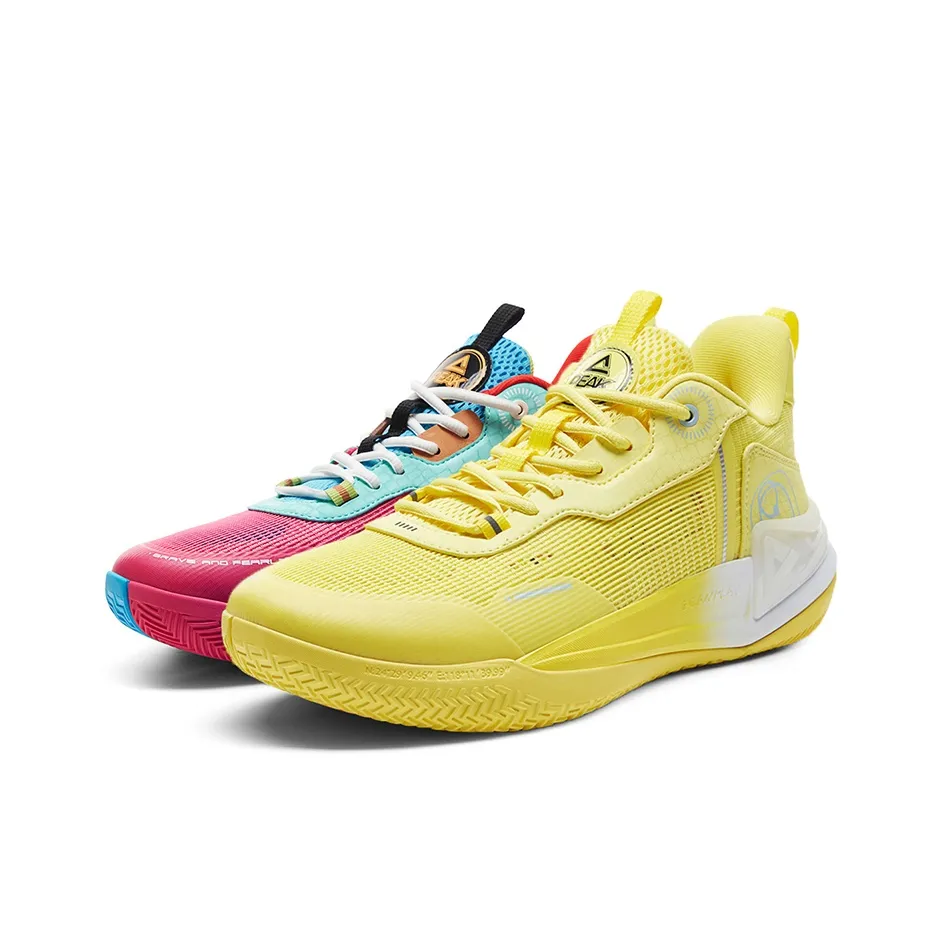 PEAK State Pole Slip Resistant Abrasion Resistant Низкий Топ Баскетбольные кроссовки Мужские Желтый Красный Несовпадающие