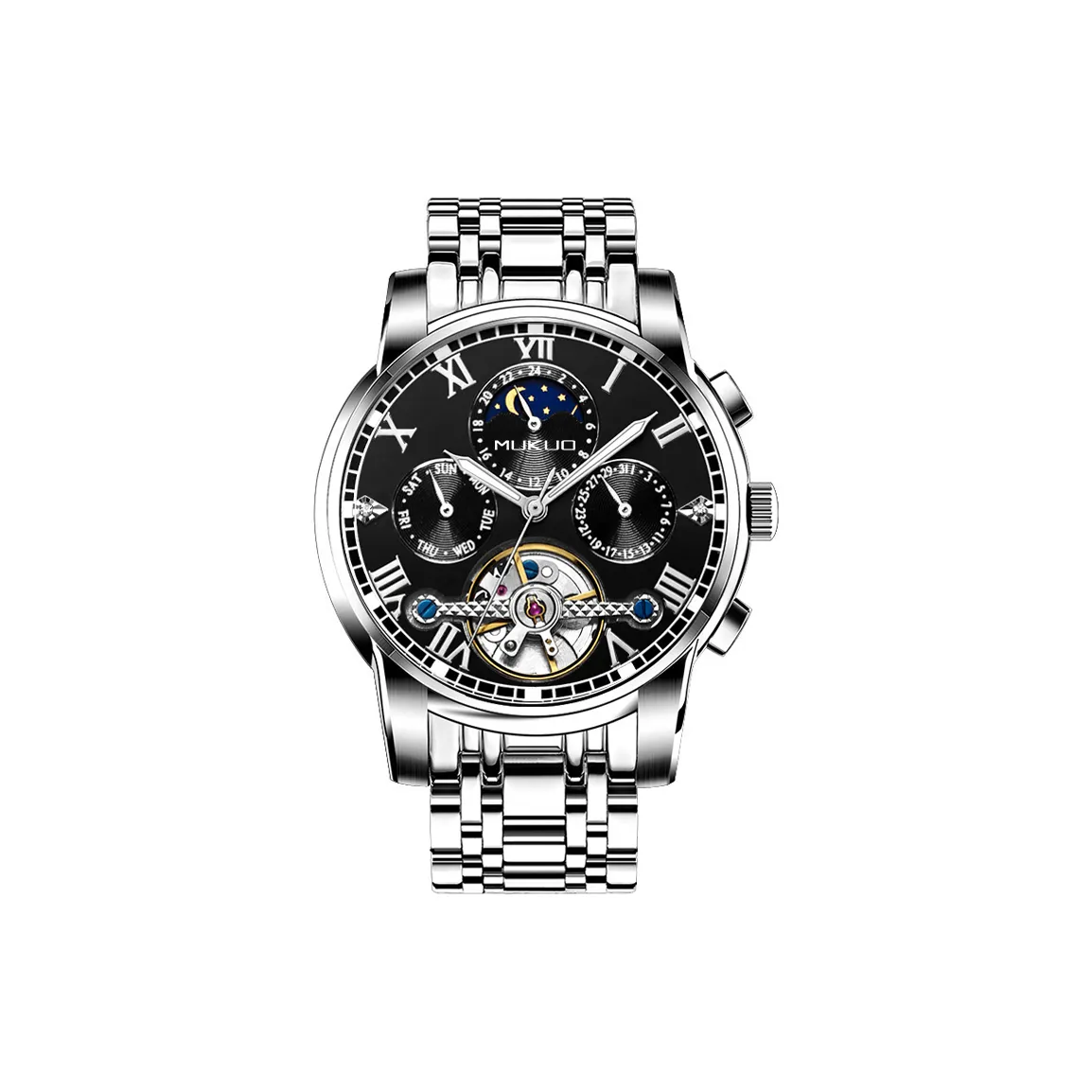 MUKUO Бизнес Формальный Мода Универсальный Коммутирование Ежедневный Часы Автоматический Механический Механизм