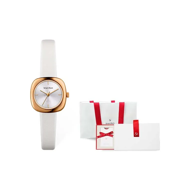 SR Кошачий глаз Кварцевый механизм Натуральная кожа Ремешок Часы Женские Белый циферблат