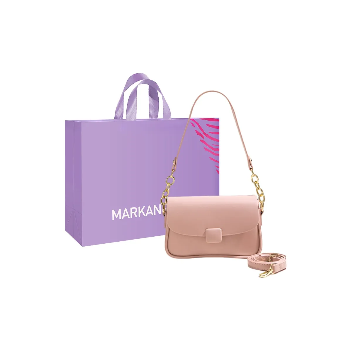 MARKANGARO PU Shoulder Bag Crossbody Bag Regular Women's Barbie Pink/Burgundy/Ecru