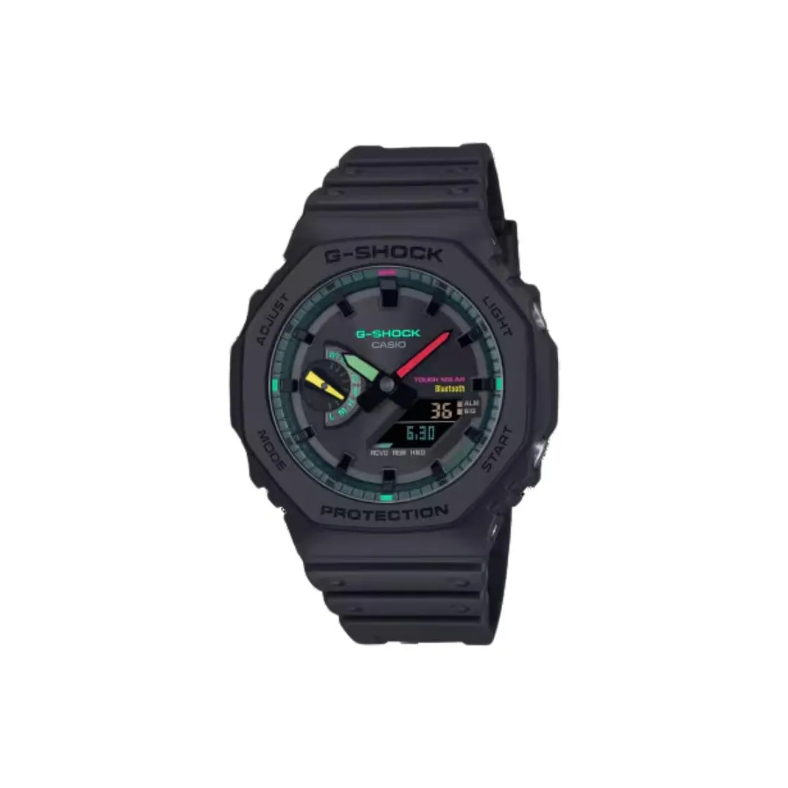 CASIO 2100 Collection Солнечный Кварцевый механизм Смольный ремешок Часы Мужские Черный циферблат