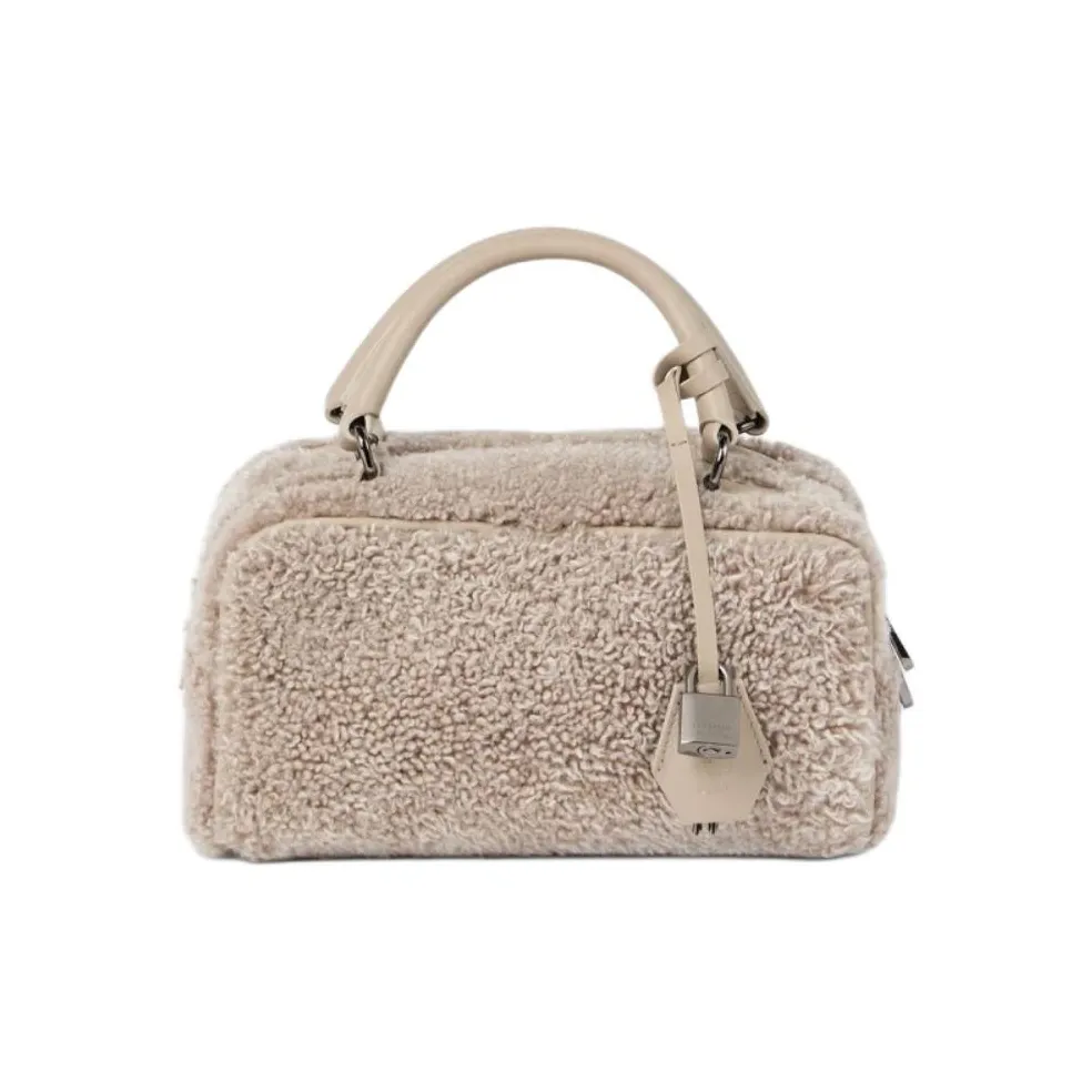 Brunello Cucinelli Curl Shearling Shoulder Bag Crossbody Bag Handbag Small Size Women's Dove Gray