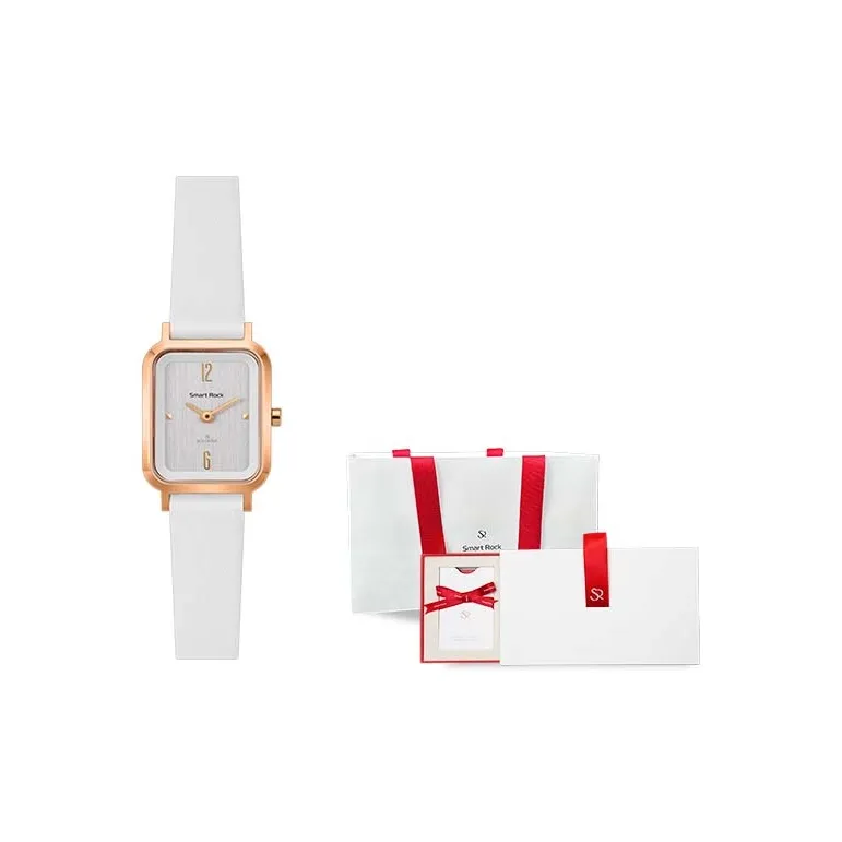 SR Small Stamp Кварцевый механизм ремень из натуральной кожи женские часы белый циферблат