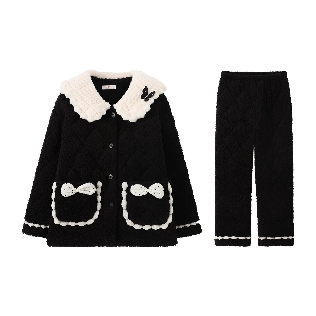 Qiao Ni Tong Пижамный комплект женский черный