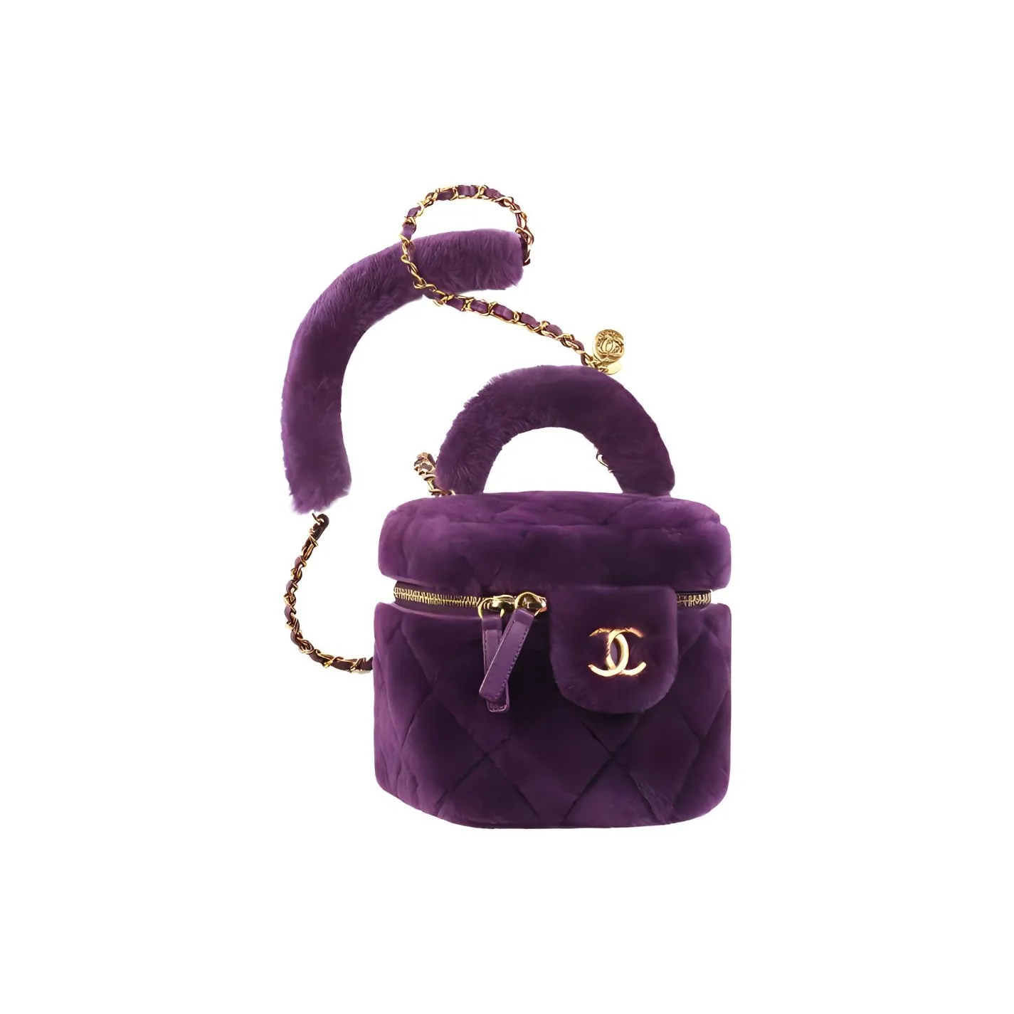 CHANEL 22A Early Autumn Plush Lambskin Box Bag, Makeup Bag, Crossbody Bag, Handbag Women's Purple