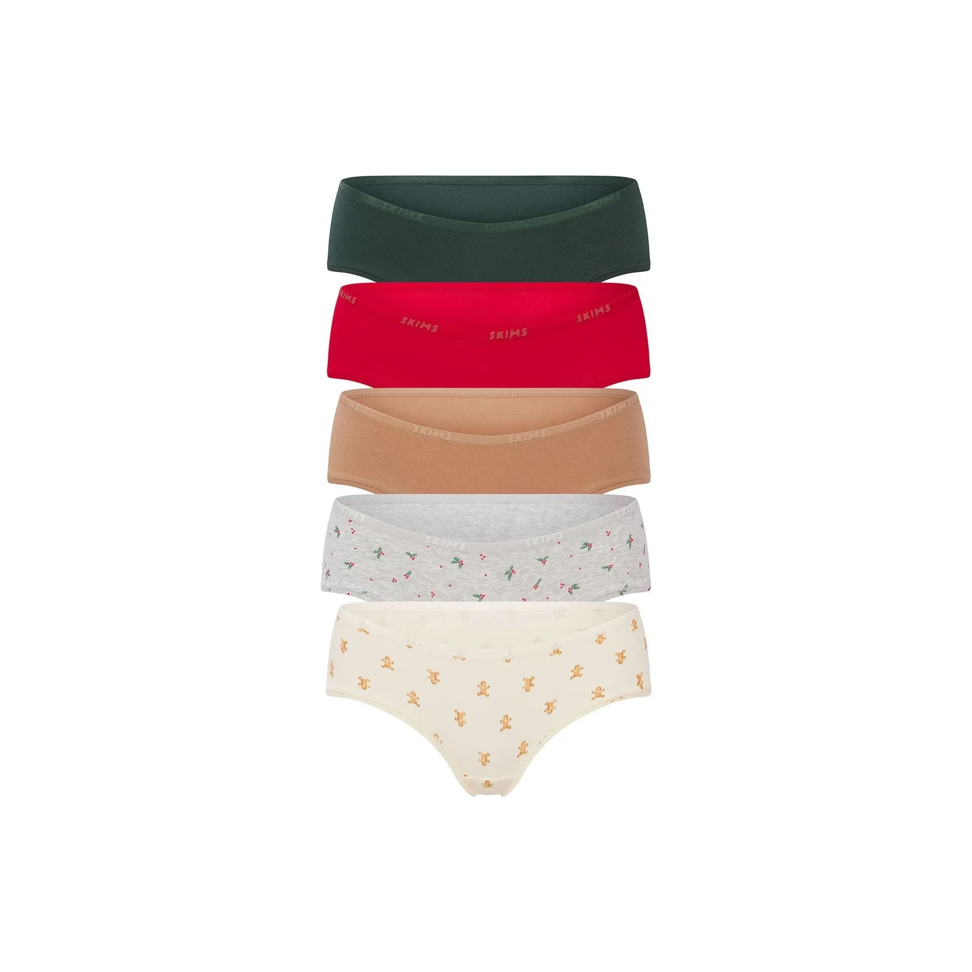SKIMS Fake Day Collection FW24 COTTON LOGO HIPSTER 5 PACK Underpants Women's 5 Pack SPRUCE MULTI/Spruce Multicolor
