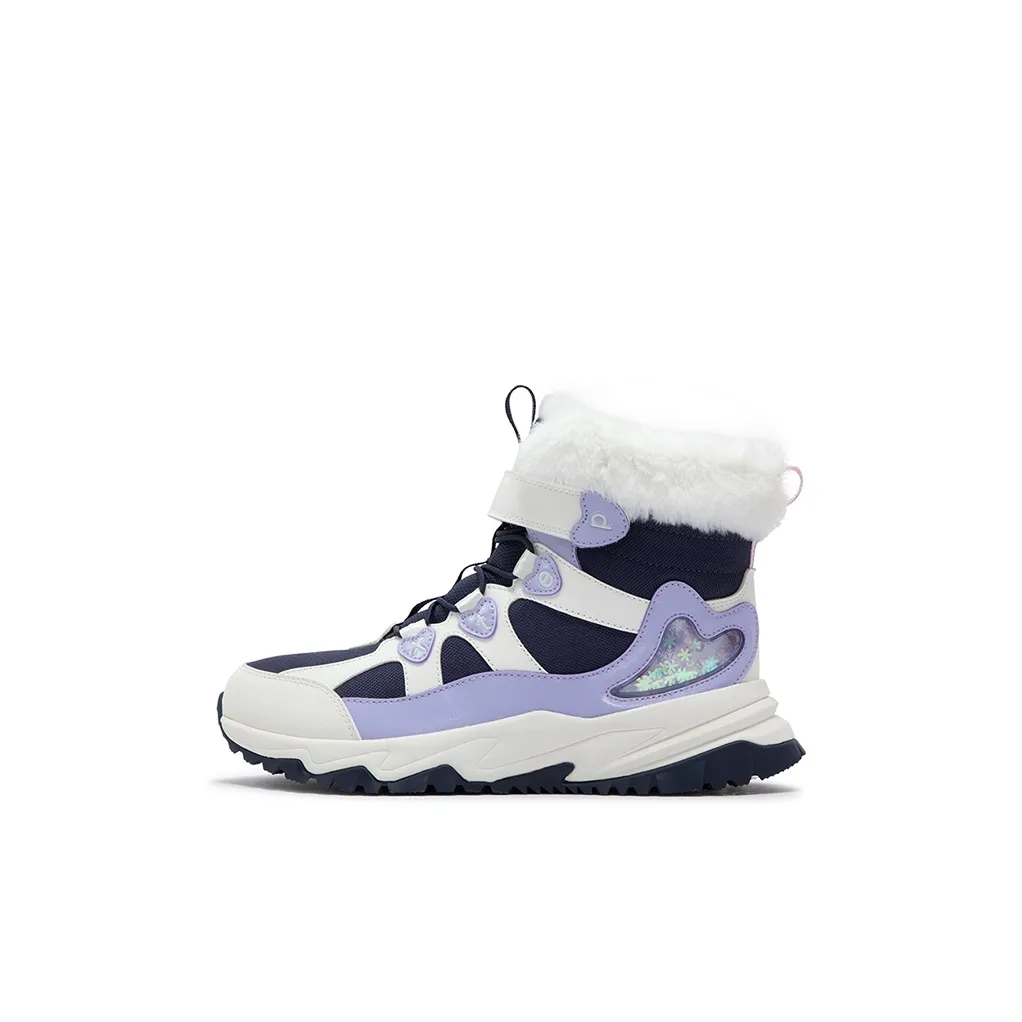 XTEP Устойчивые к истиранию противоскользящие высокие ботинки с термической подкладкой для детей темно-фиолетовый парусно-белый