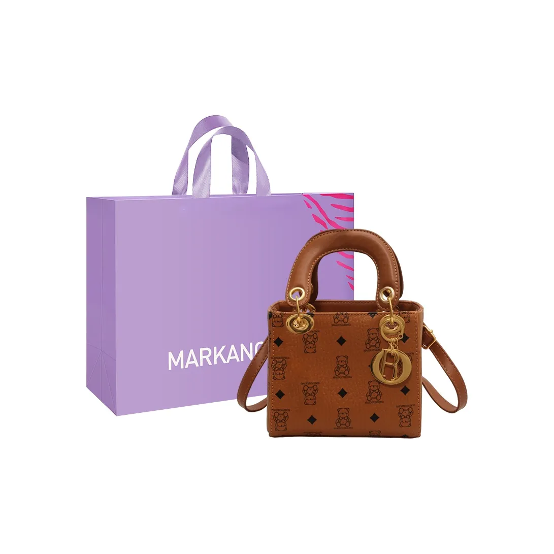 MARKANGARO Синтетическая кожа Тоут Сумка на одно плечо Стандартная Женская с принтом Розовый Белый Коричневый