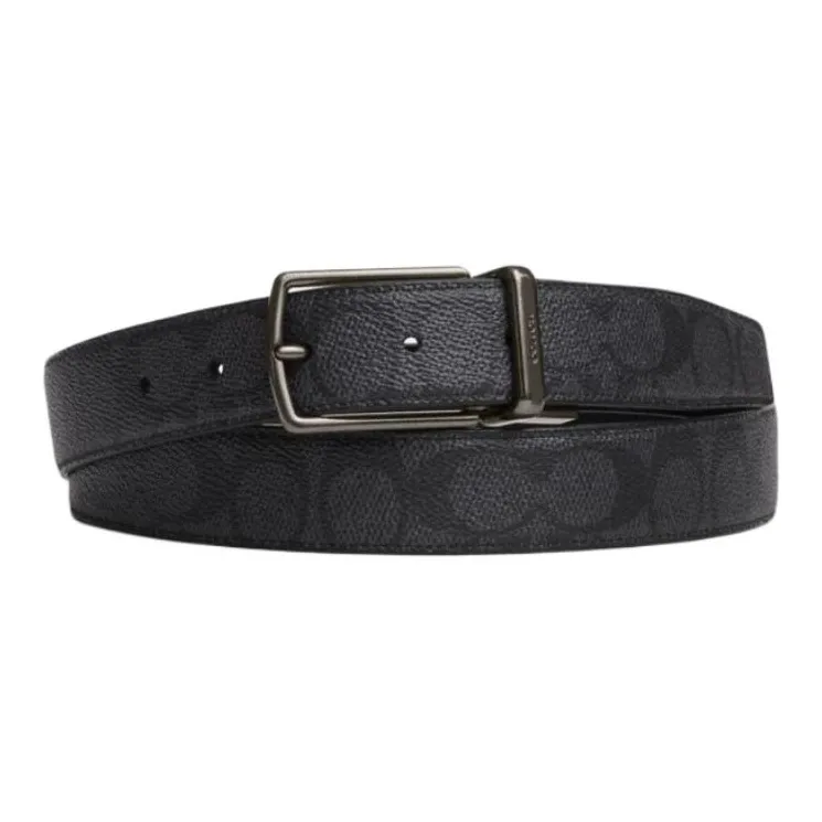COACH Cow Leather Leather Belts Men's Black Willis  3.8cm