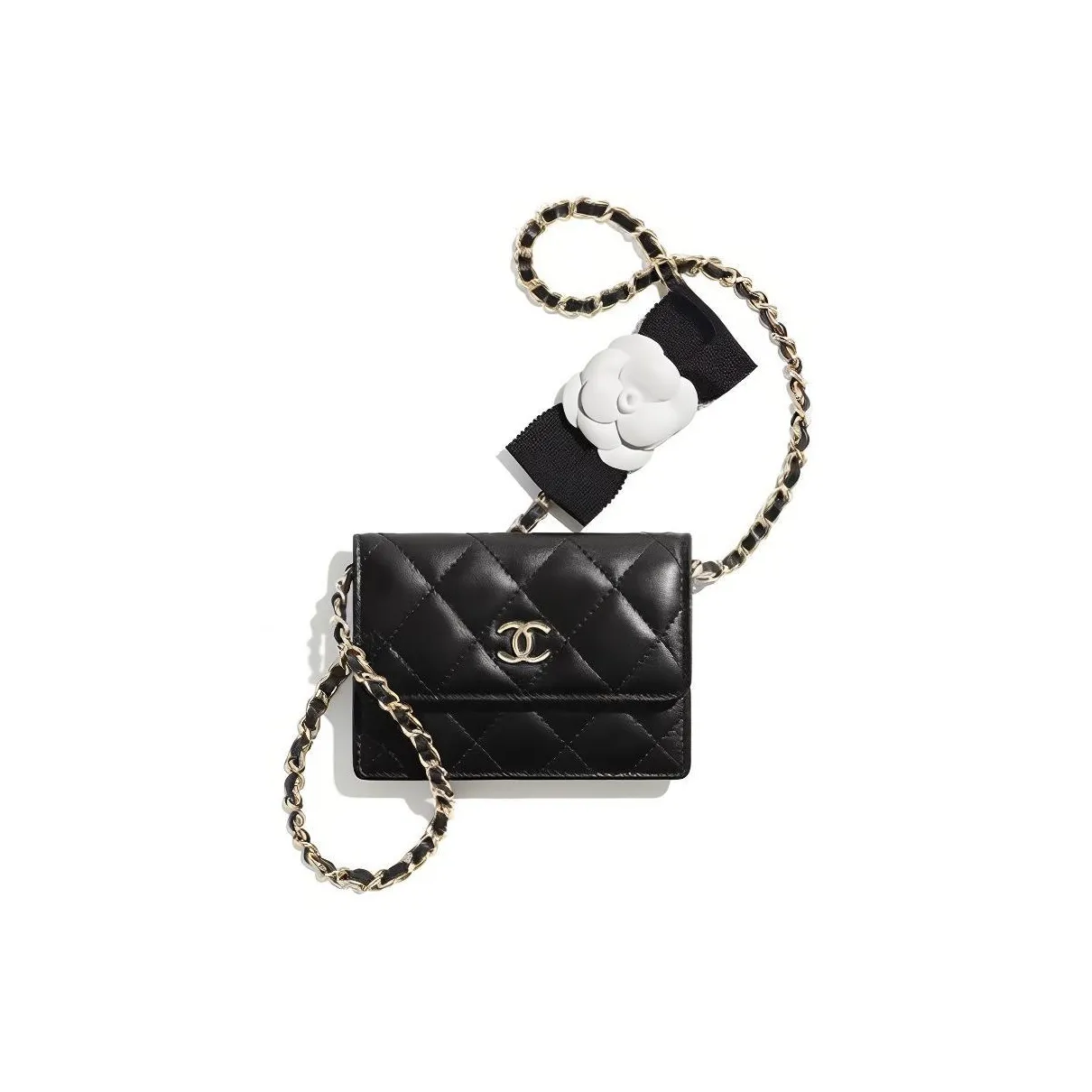 CHANEL WOC Lambskin Shoulder Bag, Crossbody Bag, Coin Purse, Card Holder Mini Women's Black