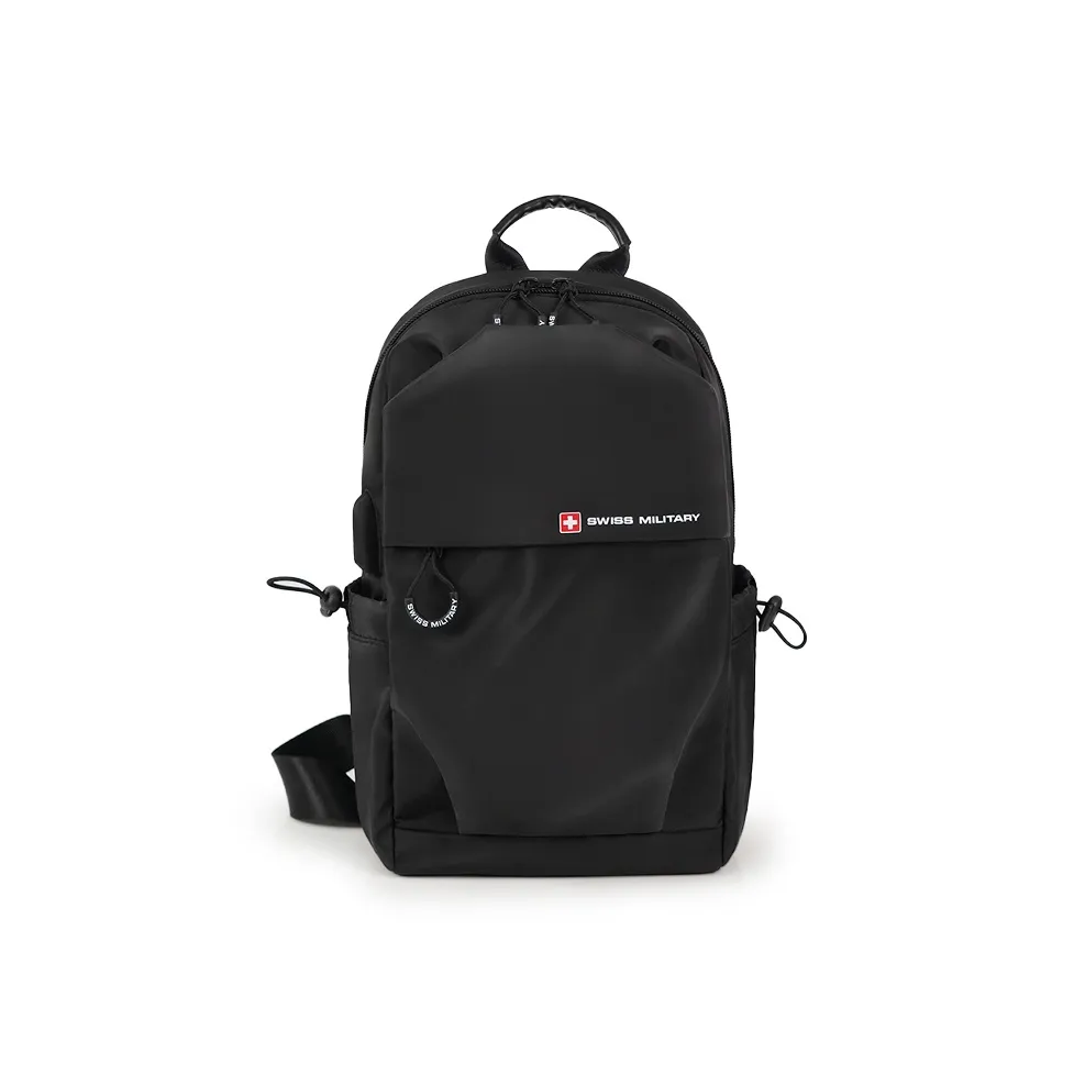 SWISS MILITARY Oxford Men's Teenagers Lightweight Small Backpack IPad Bag Sling Bag Men's Black