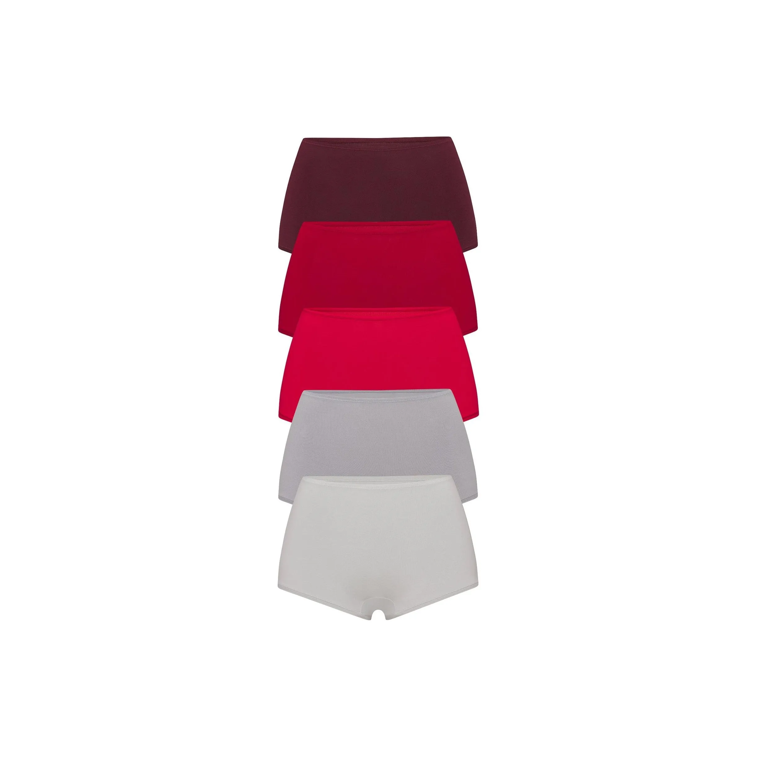 SKIMS Holiday Collection FW24 COTTON JERSEY BOY SHORT 5 PACK Underpants Women's 5 Pack Cranberry Multicolor