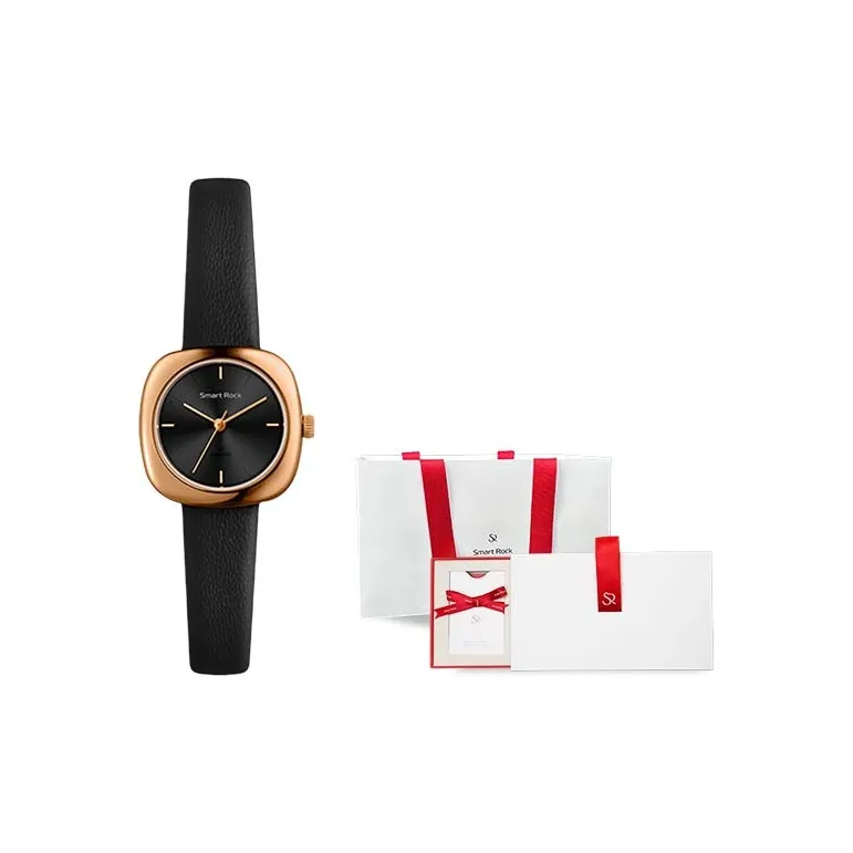 SR Кошачий глаз Кварцевый механизм Натуральная кожа Ремешок Часы Женские Черный циферблат