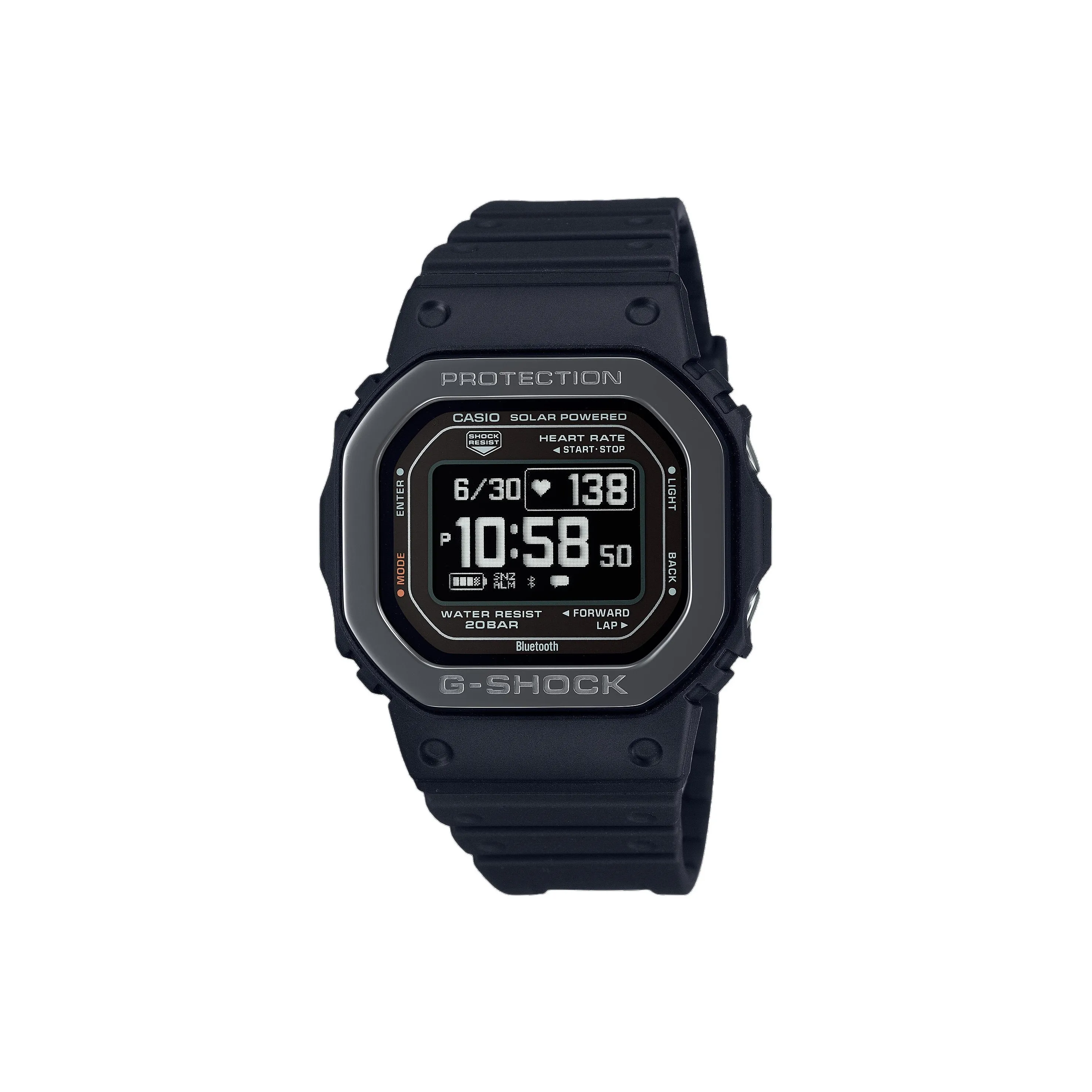 CASIO 5600 Collection Солнечный Кварцевый механизм Смольный ремешок Часы Мужские Черный циферблат