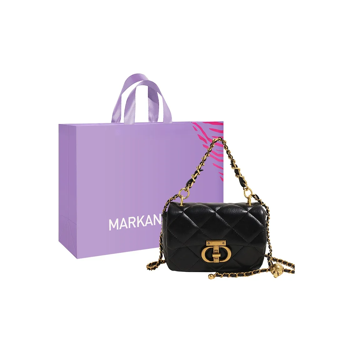 MARKANGARO PU Crossbody Bag Regular Unisex Black/White/Brown