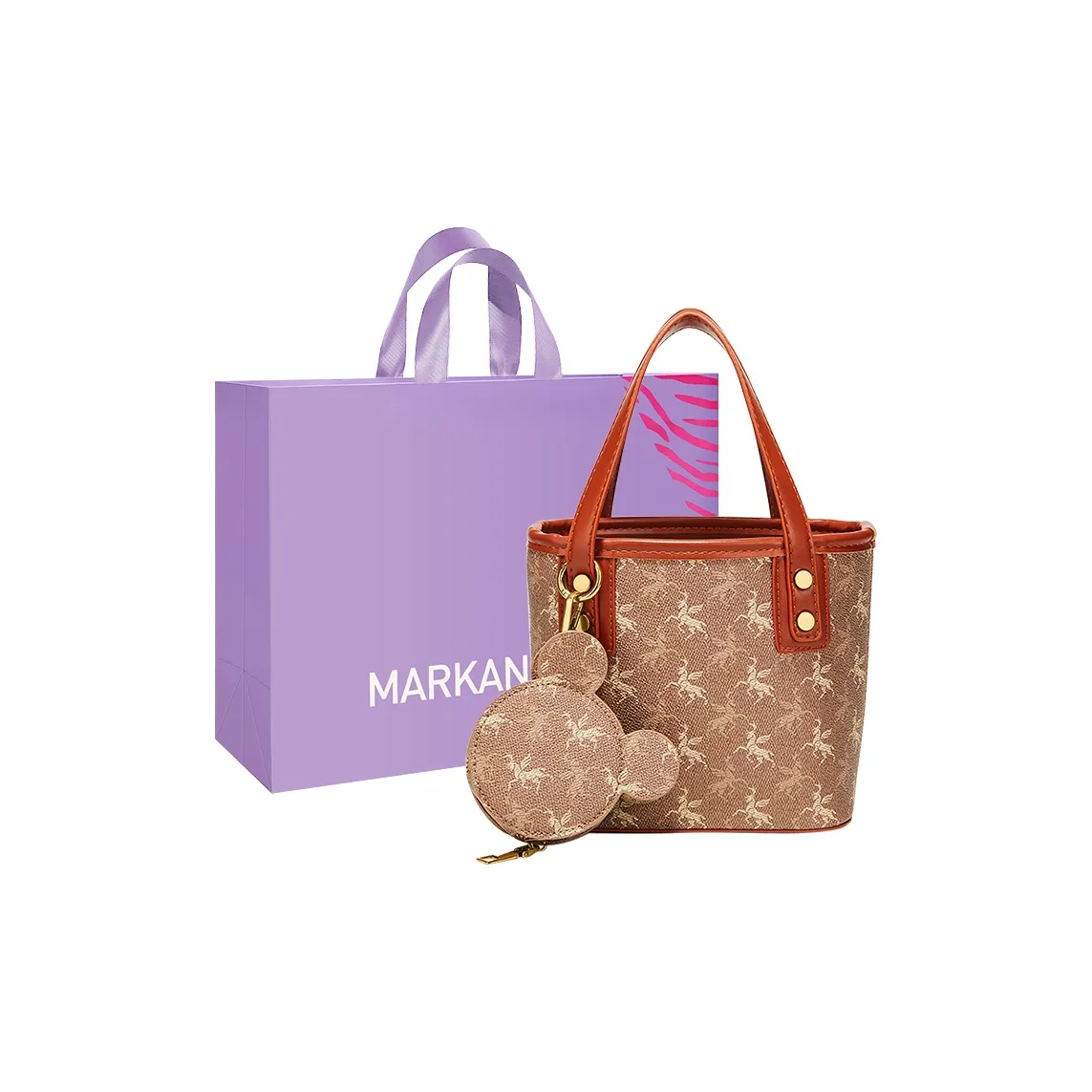 MARKANGARO ПУ (полиуретан) Ведрообразная сумка Сумка через плечо Сумка обычная Женская Коричневая