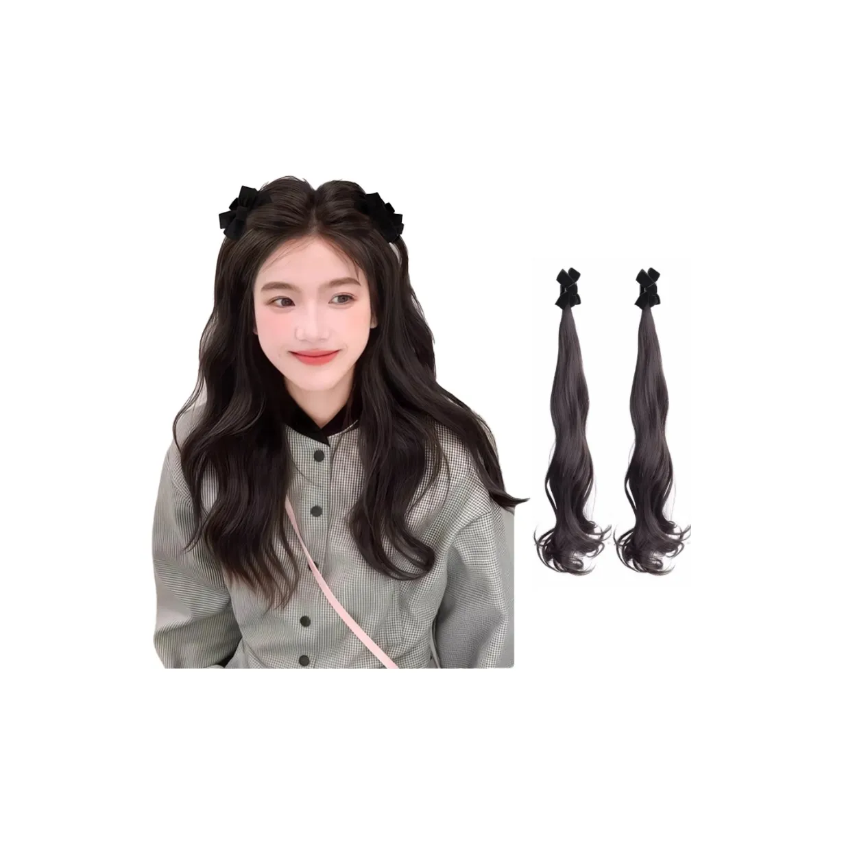 YOUXI Эльф Ухо Бант Заколка-краб Два хвостика Парики