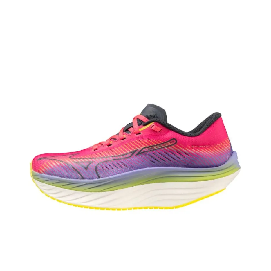 Mizuno WAVE REBELLION PRO противоскользящий устойчивый к истиранию низкий топ кроссовки для бега на длинные дистанции женские розовые синие