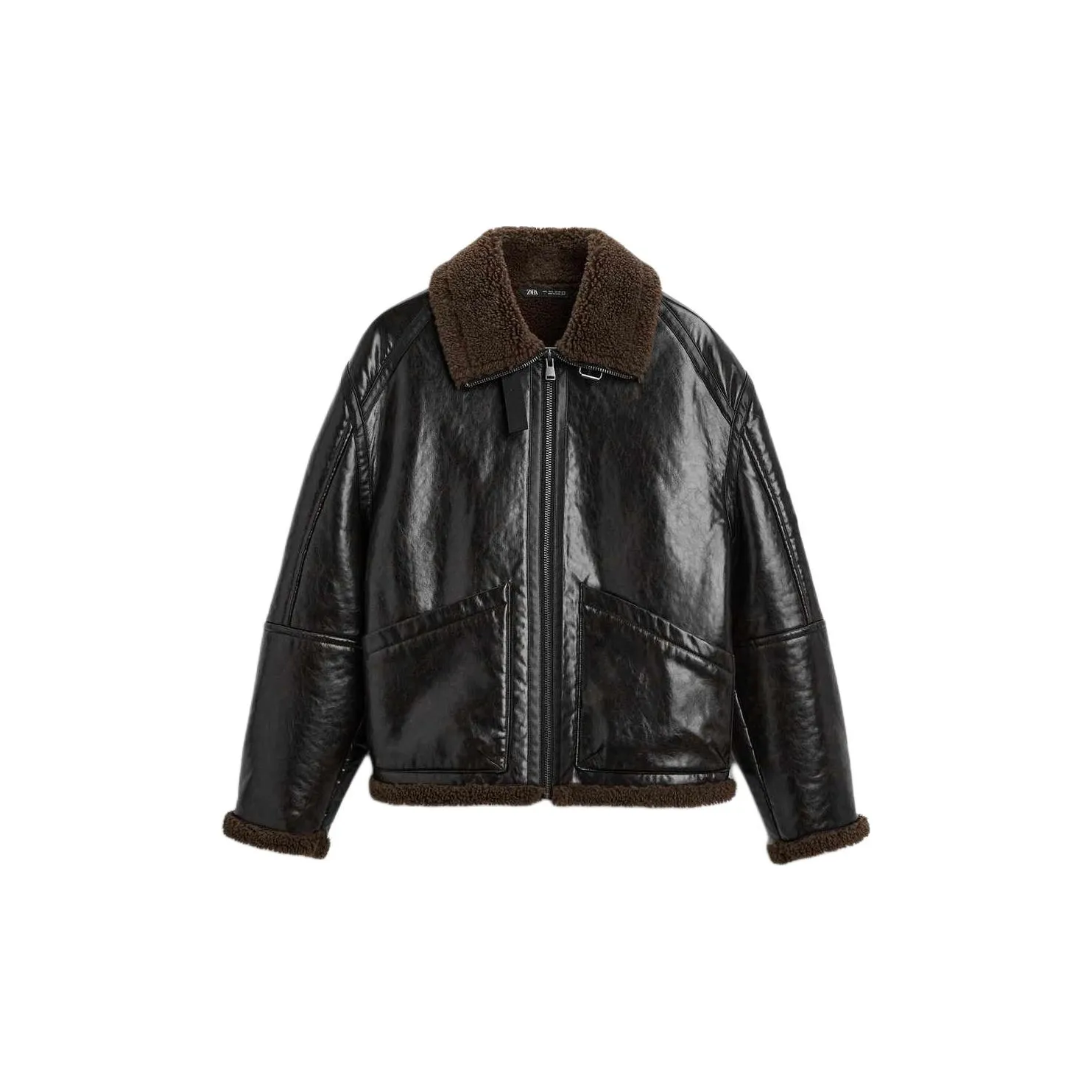 ZARA Leather Jacket Men's Brown